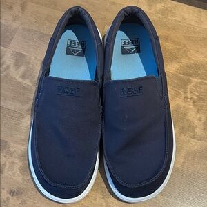 Reef Kid's Navy Swellsole Vibes Blue Slip-On Canvas Loafers Sz 7